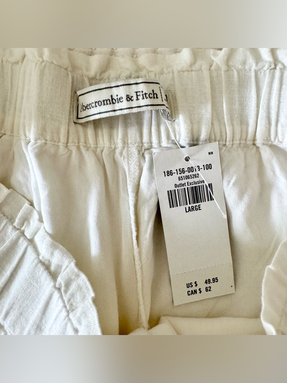 Abercrombie & Fitch Wide Leg Cropped Pants Womens Large • Linen Blend Relaxed - Picture 3 of 10